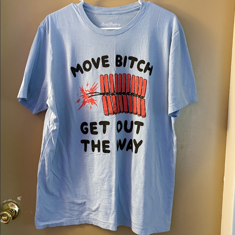 Blue Graphic T-Shirt with Bold Text